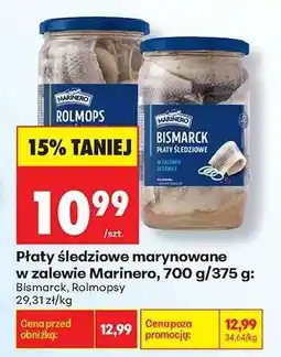 Biedronka Płaty śledziowe marynowane w zalewie Marinero, 700 g/375 g oferta
