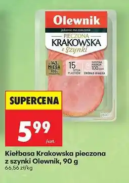 Biedronka Kiełbasa Krakowska pieczona z szynki Olewnik, 90 g oferta