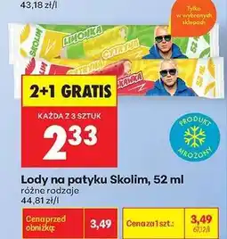 Biedronka Lody na patyku Skolim, 52 ml oferta