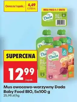Biedronka Mus owocowo warzywny Dada baby food BIO , 5x100 g oferta