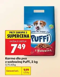 Biedronka Karma dla psa z wołowiną Puffi, 2 kg oferta