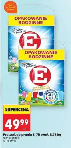 Biedronka Proszek do prania E, 75 prań, 3,75 kg oferta