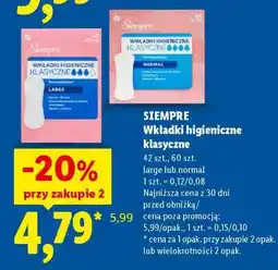 Lidl SIEMPRE Wkładki higieniczne klasyczne oferta