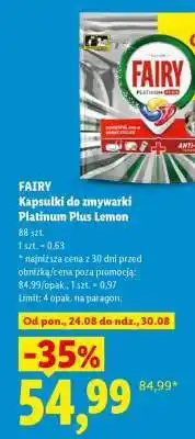 Lidl FAIRY Kapsułki do zmywarki Platinum Plus Lemon oferta