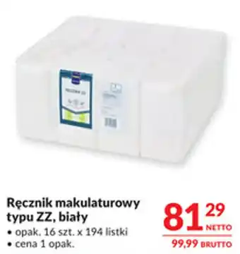 Ręcznik makulaturowy typu ZZ, biały