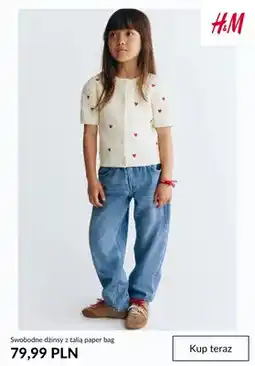 H&M Swobodne dżinsy z talią paper bag H & M oferta