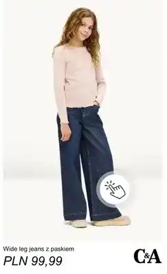 C&A Wide leg jeans z paskiem C & A oferta