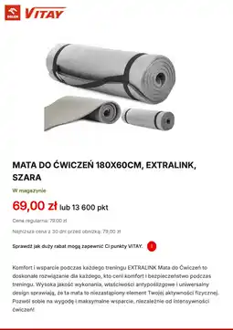 Orlen MATA DO ĆWICZEŃ 180X60CM, EXTRALINK, SZARA oferta