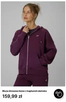4F Bluza dresowa loose z kapturem damska 4F oferta