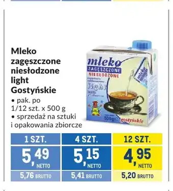 Mleko zagęszczone niesłodzone light Gostyńskie