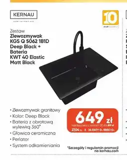 Max Elektro Zestaw zlewozmywak Kernau Kgs Q 5062 1B1D Deep Black + bateria Kwt 40 Elastic Matt oferta