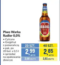 Makro Piwo bezalkoholowe Warka Radler Cytryna oferta