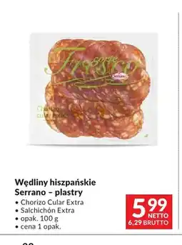 Makro Wędliny hiszpańskie Chorizo Cular Extra Serrano plastry oferta