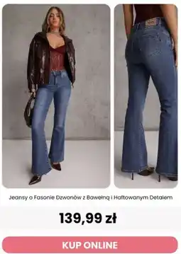 Renee Jeansy o fasonie dzwonów z bawełną i haftowanym detalem Reneé oferta