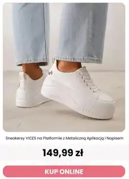 Renee Sneakersy VICES na platformie z metaliczną aplikacją i napisem oferta