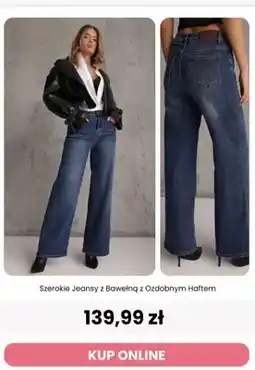 Renee Szerokie jeansy z bawełną z ozdobnym haftem Renee oferta