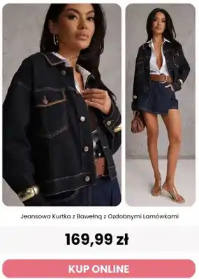 Jeansowa kurtka z bawełną z ozdobnymi lamówkami Renee