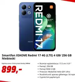 Media Markt Smartfon Xiaomi Redmi 17 4 g (LTE) 4 GB/ 256 Gb niebieski oferta