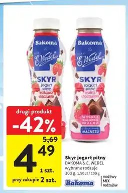 Intermarche Jogurt pitny Skyr truskawka stracciatella Bakoma & E.Wedel oferta