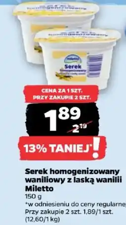 Netto Serek homogenizowany waniliowy z laską wanilii Miletto oferta