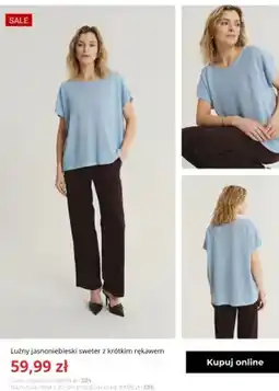 Greenpoint Luźny jasnoniebieski sweter z krótkim rękawem Greenpoint oferta