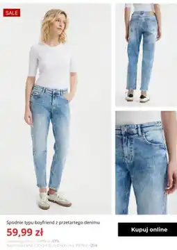 Greenpoint Spodnie typu boyfriend z przetartego denimu Greenpoint oferta