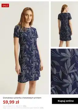 Greenpoint Granatowa sukienka z kwiatowym printem Greenpoint oferta