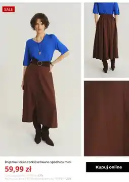 Greenpoint Brązowa lekko rozkloszowana spódnica midi Greenpoint oferta