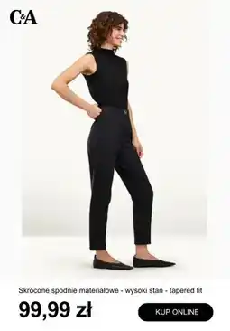 C&A Skrócone spodnie materiałowe C & A wysoki stan tapered fit oferta