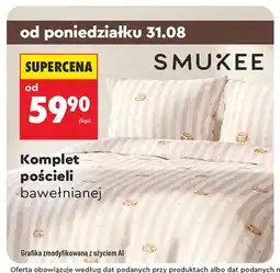 Biedronka Komplet pościeli bawełnianej Smukee oferta