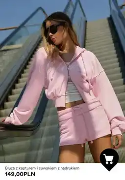 Bershka Bluza z kapturem i suwakiem z nadrukiem oferta