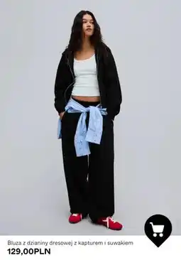Bershka Bluza z dzianiny dresowej z kapturem i suwakiem oferta