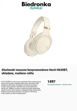 Biedronka Słuchawki nauszne bezprzewodowe Havit H630BT, składane, maślano-żółte oferta