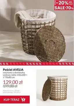 Homla Pościel Avelia satynowa z domieszką wiskozy żółta 140x200 + 1x70x80 cm oferta