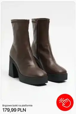 Cropp Brązowe botki na platformie Cropp oferta