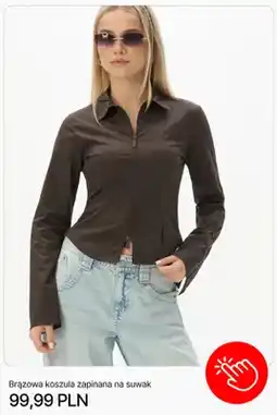 Cropp Brązowa koszula zapinana na suwak Cropp oferta