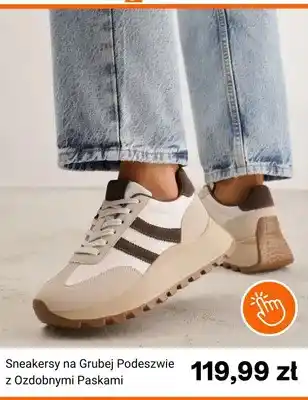 Sneakersy na grubej podeszwie z ozdobnymi paskami born2be