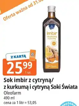 E.Leclerc Sok imbir z cytryną z kurkumą i cytryną Soki Świata Oleofarm oferta