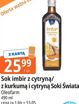 E.Leclerc Sok imbir z cytryną/ z kurkumą i cytryną Soki Świata Oleofarm oferta