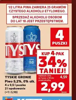 Kaufland Piwo Tyskie Gronie 4-pak oferta
