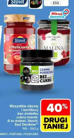 Carrefour Dzemy i konfitury bez dodatku cukru marek: A to dobre!, Stovit, Sad Danków oferta