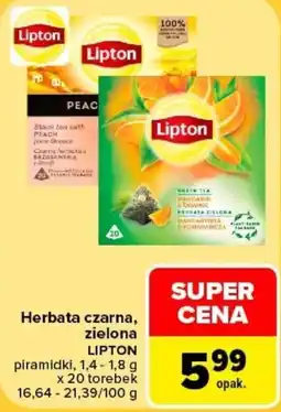 Carrefour Herbata czarna, zielona LIPTON piramidki oferta
