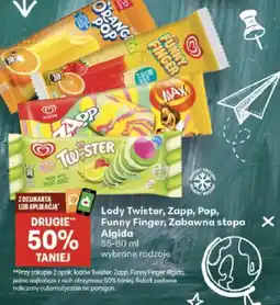 Delikatesy Centrum Lody Twister, Zapp, Pop, Funny Finger, Zabawna stopa Algida oferta