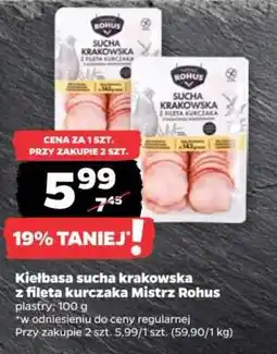 Netto Kiełbasa sucha krakowska z fileta kurczaka Mistrz Rohus oferta