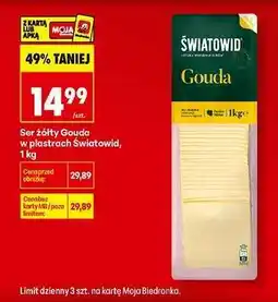 Biedronka Ser żółty Gouda w plastrach światowid , 1 kg oferta