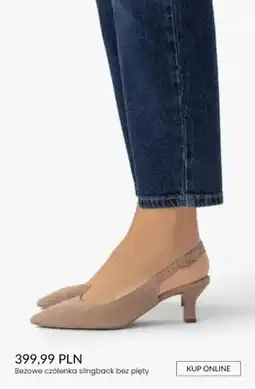 Ryłko Beżowe czółenka slingback bez pięty oferta