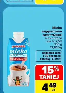 Carrefour Mleko zagęszczone niesłodzone Gostyńskie 7,5% oferta