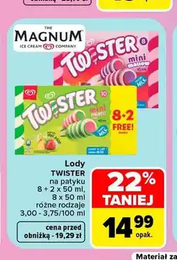 Carrefour Lody na patyku Twister Mini Pineapple 10-pak oferta