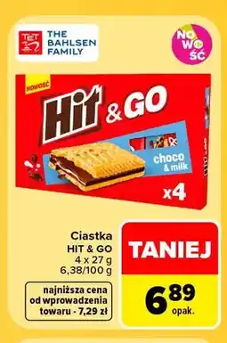 Carrefour Ciastka Hit & Go choco & milk 4-pak oferta