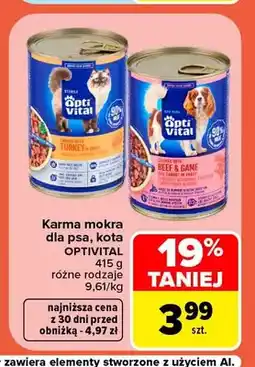 Carrefour Karma mokra dla kota Optivital z indykiem w galaretce oferta